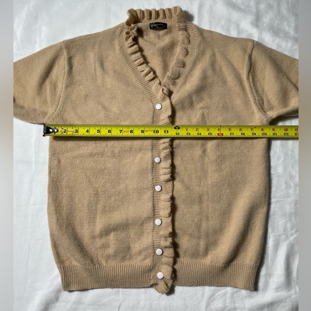 Pretty garden Ruffled button up cardigan sweater womens size M - Picture 3 of 6